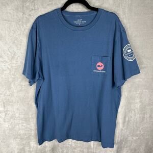 Vineyard Vines Shirt Mens Large Blue Short Sleeve Crew Neck Graphic Tee Preppy